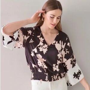 White House Black Market Floral Kimono Top